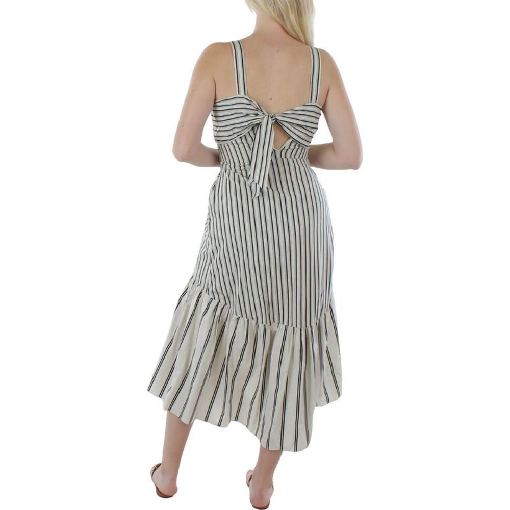 Theory Womens B/W Cotton Striped Summer Midi Dress Imperfections - Picture 2 of 3